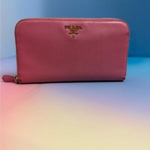 Prada Pink Saffiano Leather Wallet